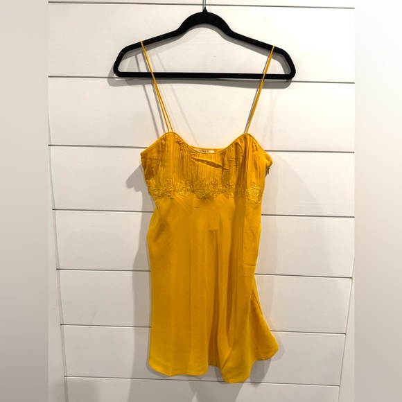 Doen Dresses & Skirts - NWT Doen yellow silk Fleurie mini dress in goldenrod